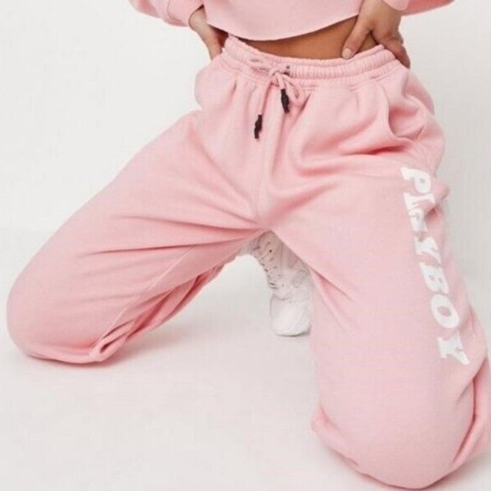 Pink Playboy Joggers Regular Fit Slogan Print Size 10